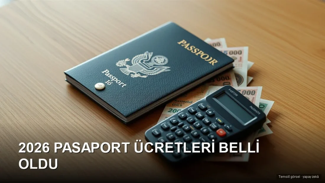 Pasaport, hesap makinesi ve banknotlar — 2026 pasaport ücretleri