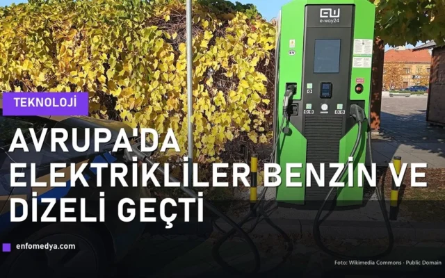 Elektrikli otomobil sarj istasyonunda sarj olurken — Avrupa'da elektrikliler benzin ve dizeli gecti