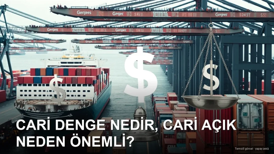 Liman, konteyner gemisi ve dış ticaret dengesi konsepti