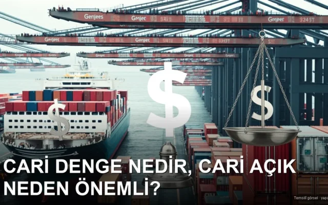 Liman, konteyner gemisi ve dış ticaret dengesi konsepti