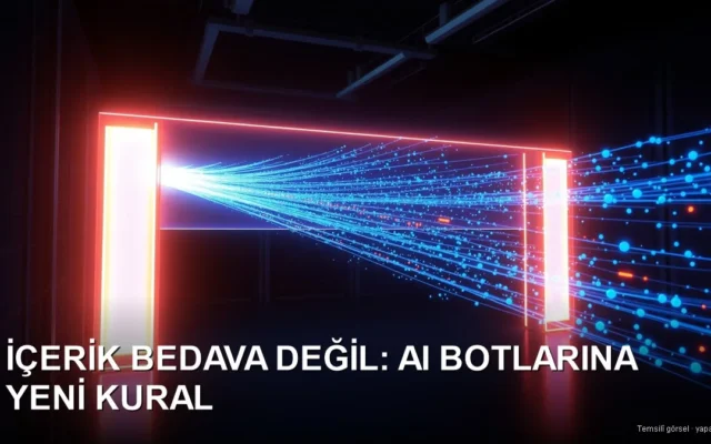 Temsilî görsel (yapay zekâ): dijital veri akışını durduran koruma bariyeri — Cloudflare AI kuralı