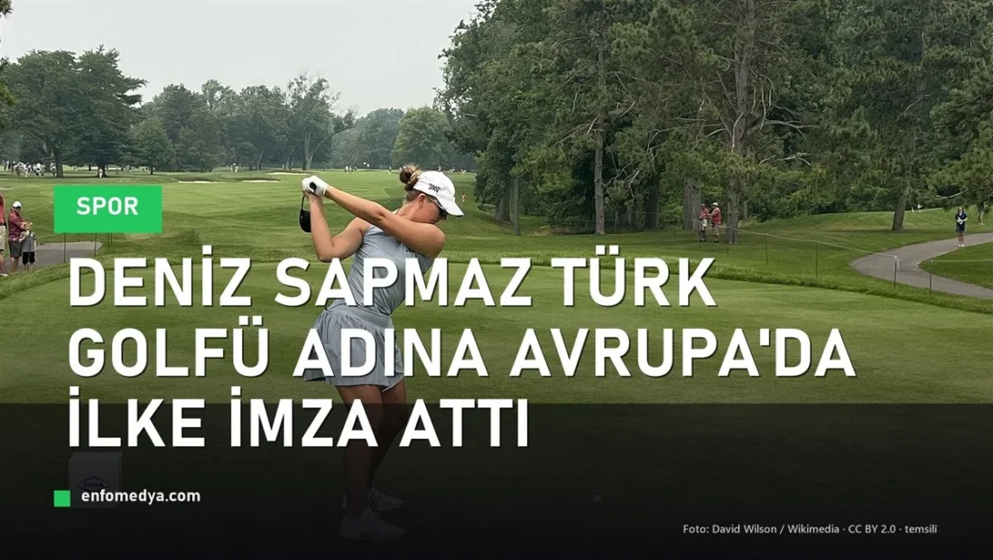Kadın golfçü tee vuruşunda — Deniz Sapmaz Avrupa'da Türk golfü adına ilk