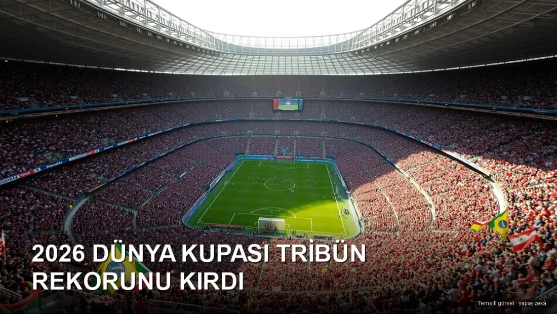 Temsilî görsel (yapay zekâ): tıklım tıklım Dünya Kupası stadyumu — tribün rekoru