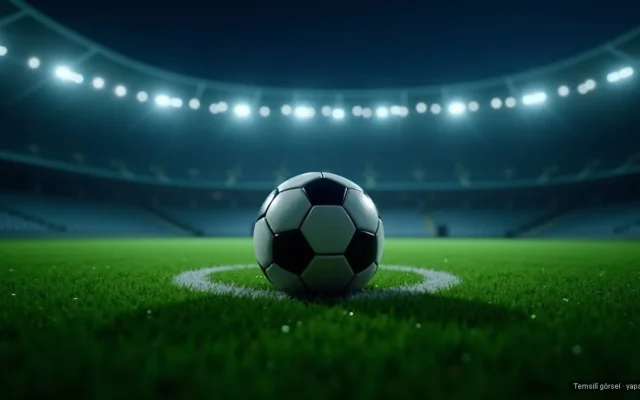 Gece stadyumunda çim sahada futbol topu — 2026 Dünya Kupası yarı final