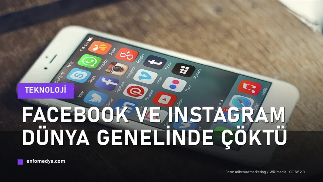 Bir telefonda Facebook, Instagram ve WhatsApp uygulama simgeleri - Meta erisim sorunu