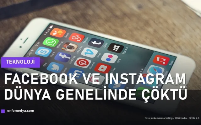 Bir telefonda Facebook, Instagram ve WhatsApp uygulama simgeleri - Meta erisim sorunu