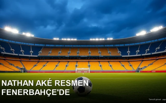 Temsilî görsel (yapay zekâ): sarı-lacivert tribünlü futbol stadyumu — Nathan Aké Fenerbahçe'de
