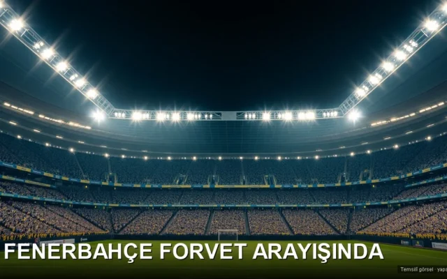 Gece stadyumunda sarı-lacivert tribün ve projektörler — Fenerbahçe transfer