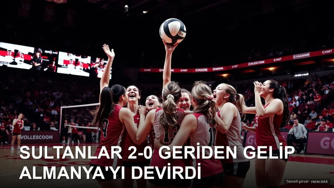Zorlu geri dönüş galibiyetini kutlayan kadın voleybol takımı