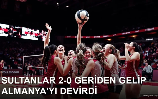 Zorlu geri dönüş galibiyetini kutlayan kadın voleybol takımı