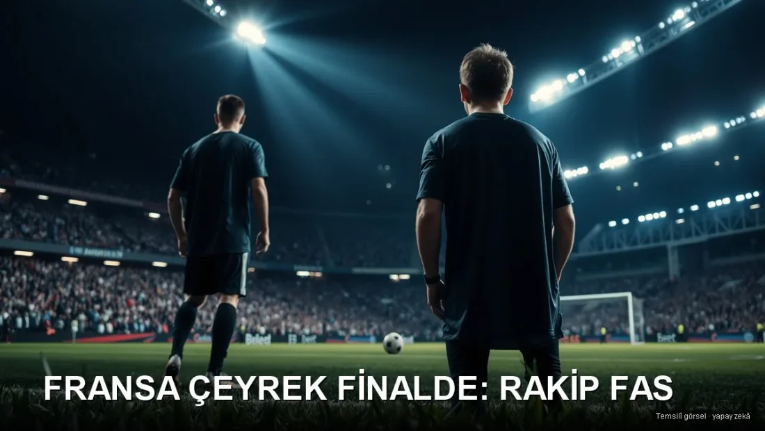 Fransa Dünya Kupası çeyrek final - gece maçında penaltı anını temsil eden futbol sahnesi