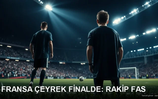 Fransa Dünya Kupası çeyrek final - gece maçında penaltı anını temsil eden futbol sahnesi