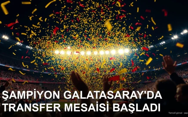 Stadyumda sarı kırmızı konfetilerle şampiyonluk kutlaması