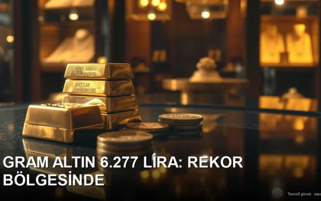 Koyu zemin üzerinde altın külçeler ve altın paralar — gram altın fiyatı rekor seviyede