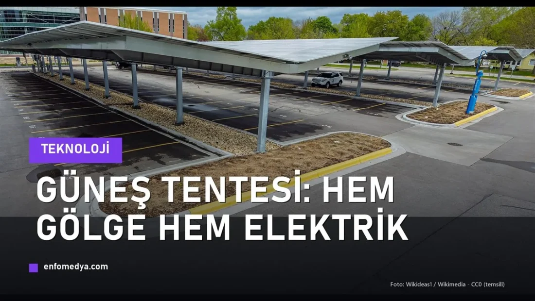 Güneş panelli gölgelik — elektrik üreten güneş tentesi