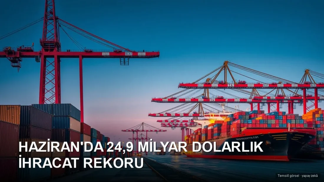 Temsilî görsel (yapay zekâ): konteyner limanı ve kargo gemisi — haziran ihracat rekoru