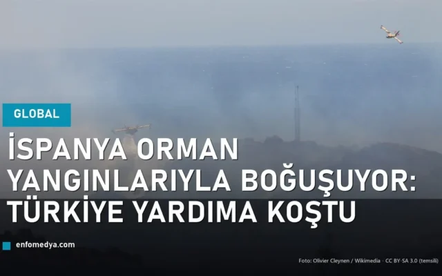 Yangın söndürme uçakları alevlere müdahale ederken — İspanya orman yangınları, Türkiye destek verdi