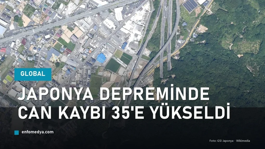 Japonya Kumamoto depremi - hasar gören otoyol kavşağı, hava fotoğrafı