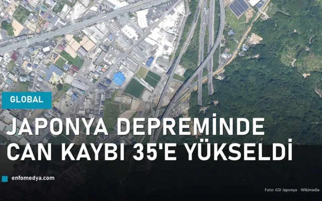 Japonya Kumamoto depremi - hasar gören otoyol kavşağı, hava fotoğrafı