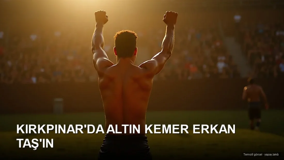 Kırkpınar yağlı güreşleri — er meydanında zafer pozu veren kispetli pehlivan