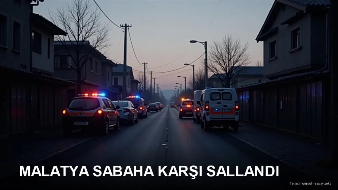 Malatya Battalgazi'de deprem sonrası şafakta boş sokakta acil müdahale araçları