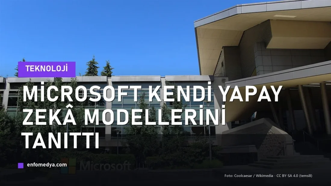 Microsoft binası ve logosu — Microsoft yapay zekâ modelleri MAI
