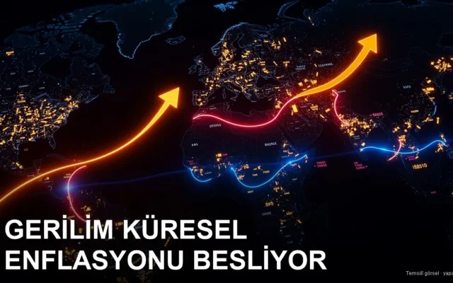 Dünya haritası, enerji hatları ve yükselen fiyat okları konsepti