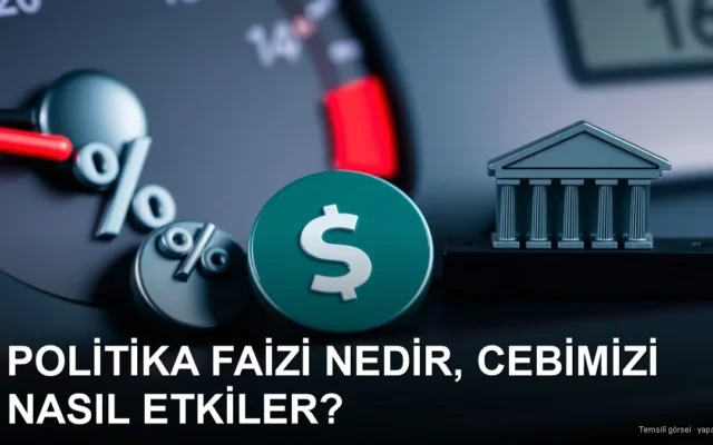 Yüzde sembolleri ve merkez bankası motifiyle faiz kavramı