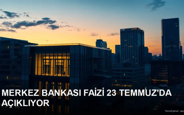 Modern merkez bankası binası ve finans merkezi — TCMB faiz kararı