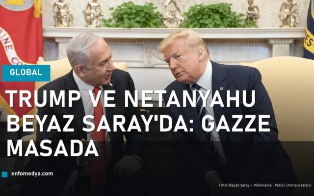 Trump ve Netanyahu Beyaz Saray Oval Ofis'te goruserken — gundem Gazze atesi ve Iran