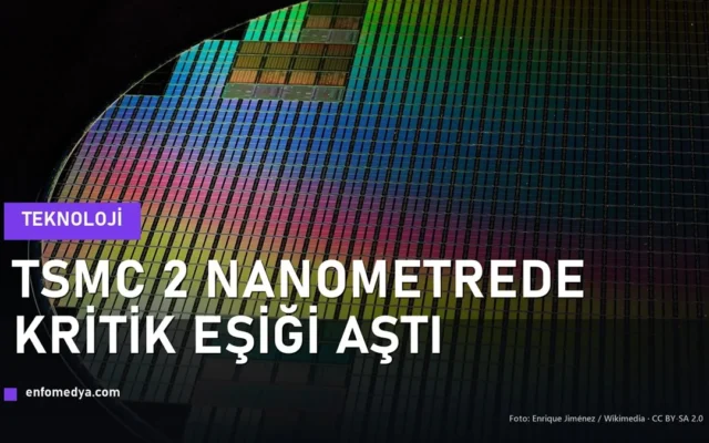 Silikon wafer uzerinde cip kaliplari — TSMC 2 nanometre uretiminde kritik esigi asti