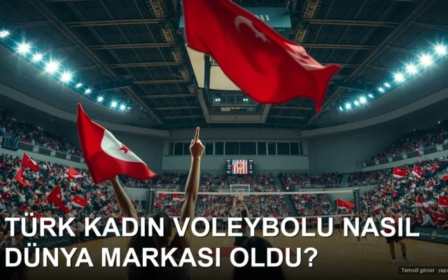 Dolu arenada bayraklarla voleybol maçı, ulusal spor coşkusu