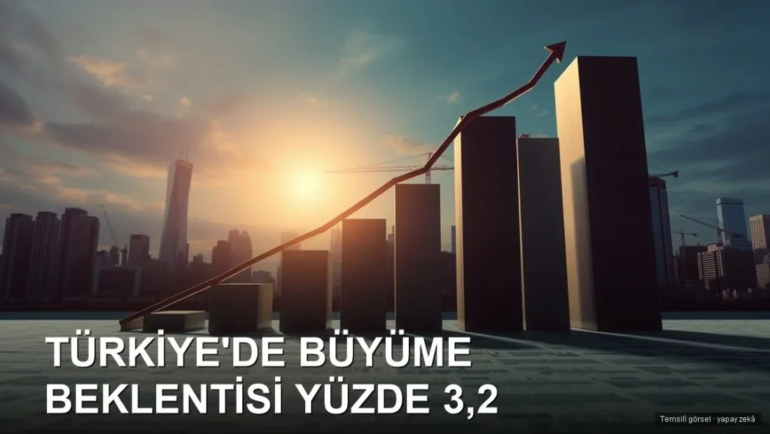 Yükselen çubuk grafik ve inşaat halindeki şehir silüeti