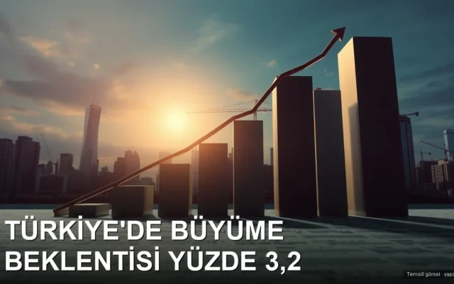 Yükselen çubuk grafik ve inşaat halindeki şehir silüeti