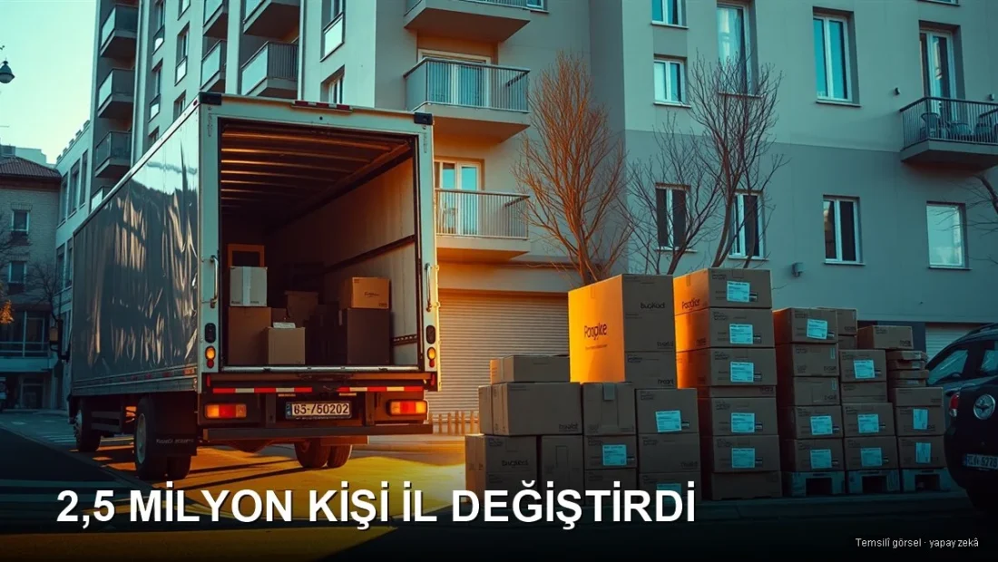 İç göç 2025 - apartman önünde eşya dolu nakliye kamyonu ve taşınma kolileri