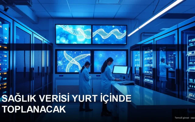 Biyoteknoloji laboratuvarı ve DNA verisi ekranları — sağlık verisi