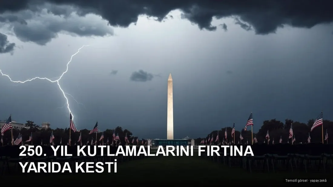 Washington 4 Temmuz 250. yıl kutlamalarında fırtına - National Mall üzerinde kara bulutlar ve şimşek