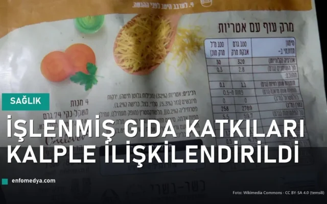 Paketli gıda ürünü etiketi — işlenmiş gıda katkı maddeleri ve kalp sağlığı